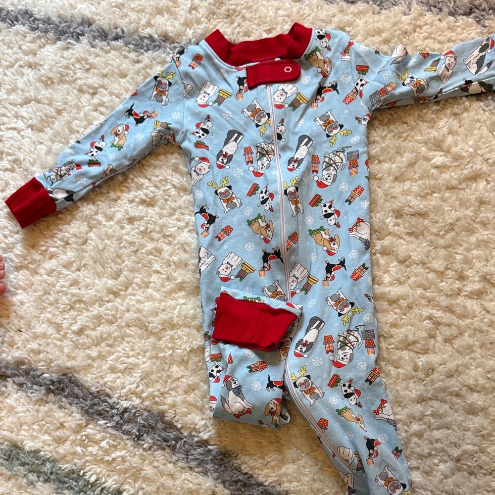Magnolia Kids Footie with Red and Blue Winter Print